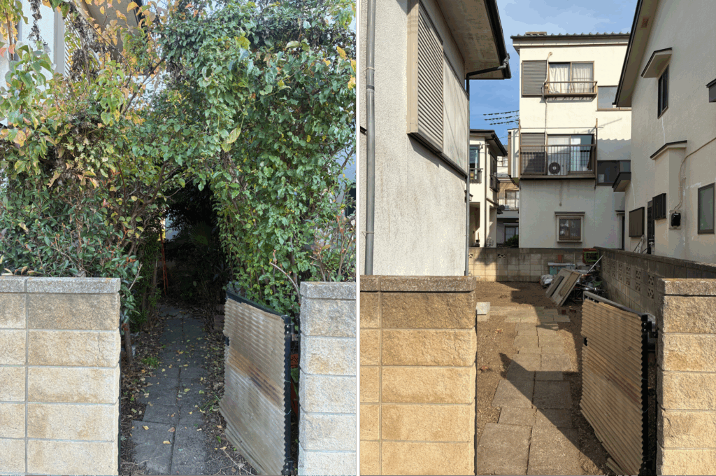 丁寧なお庭じまいのビフォーアフター写真　川越市近郊　長尾アートガーデンの仕事